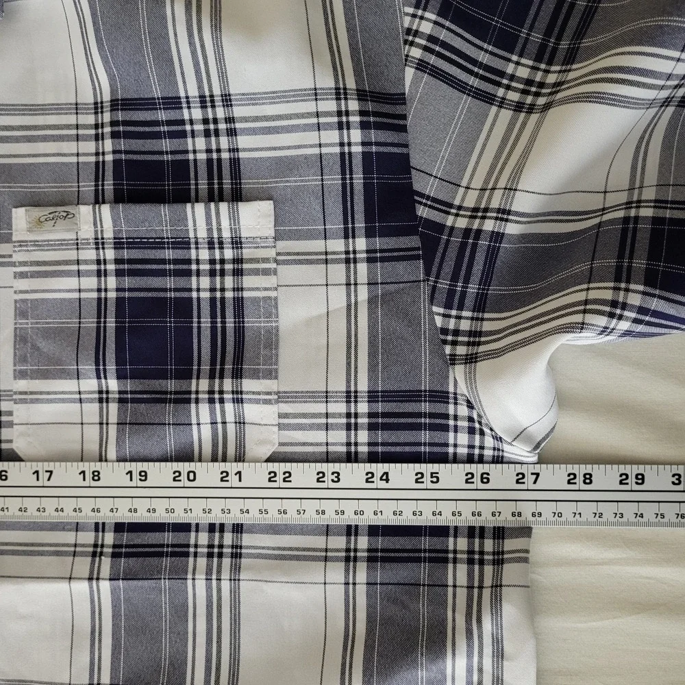 Cal Top Mens Navy Blue White Plaid Short Sleeve Button Up Shirt Lowrider 3XL